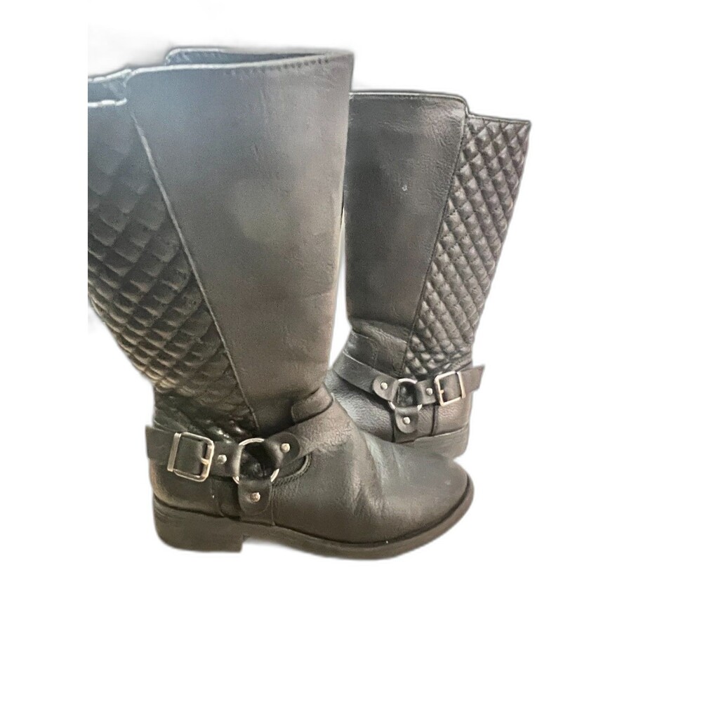 Wonder Nation- Girl’s- Zip‎ Up Boots (Size 2) Black/ Silver Buckle Studs
